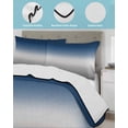 thumbnail image 4 of Quilts Twin Size Bedding Set, Navy Blue Gray Ombre Lightweight Quilted Comforter, Modern Gradient Abstract Art Soft Reversible Bedspread Coverlet with Pillow Covers for All Season, 68" x 86", 4 of 7