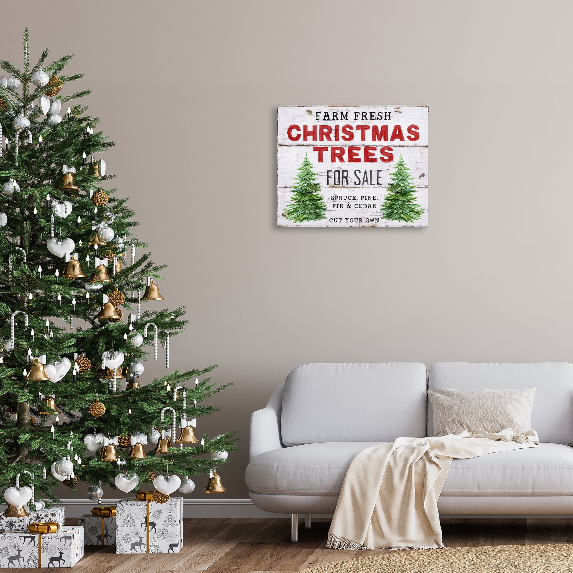 Stupell Industries For Sale Christmas Trees Holiday Painting Gallery Wrapped Canvas Art Prints Wall Art, 30 x 24