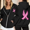 thumbnail image 2 of Shadoumai Womens Zip Up Hoodie Cancer Awareness Pullover Long Sleeve Casual Athletic Sweatshirt With Pocket Drawstring Fall Winter Jackets, 2 of 6