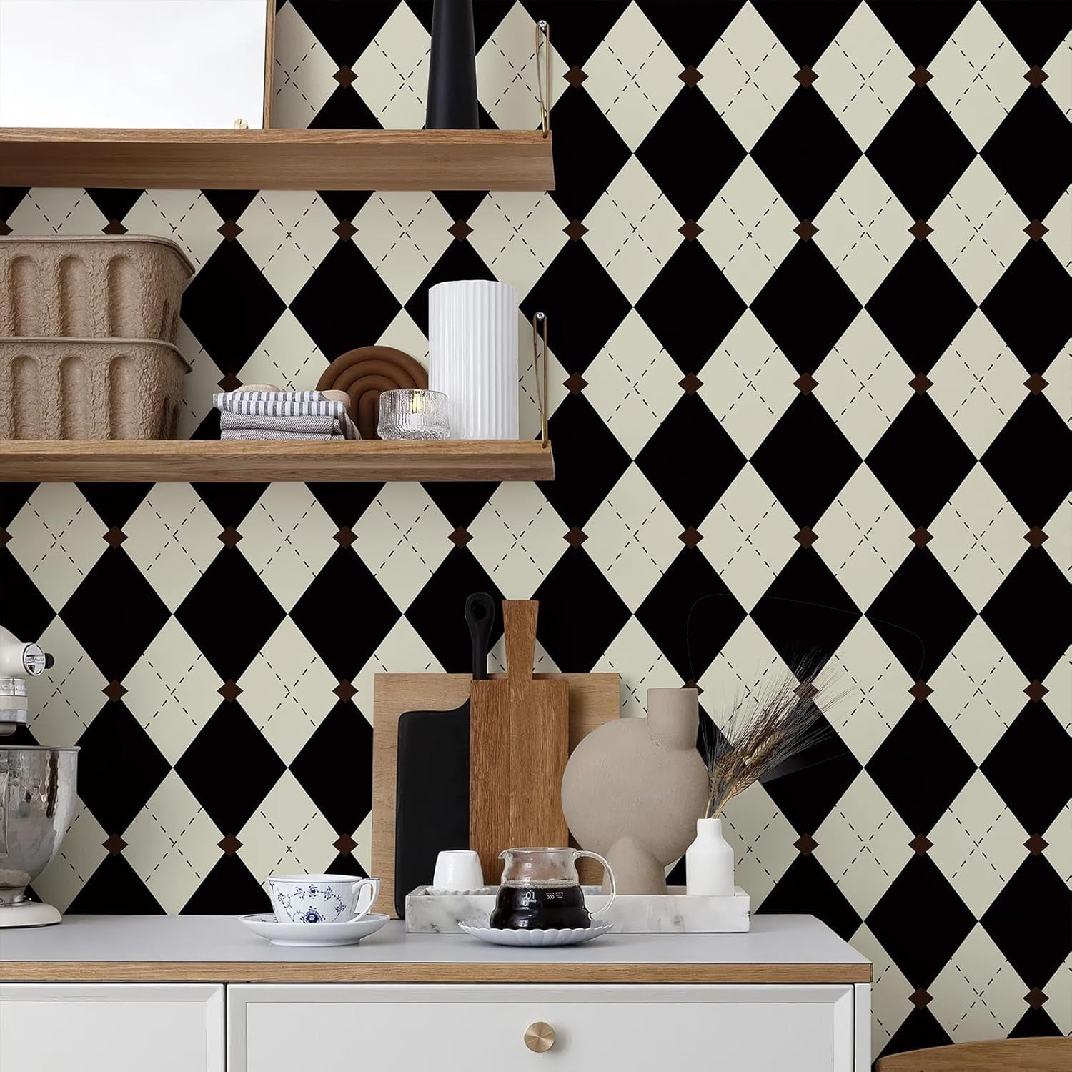 AsdQ 393-in x 17-in Peel and Stick Wallpaper Textured Wallpaper Self-Adhesive Removable Wallpaper Cabinets Counter Top Liners (Black)