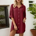 thumbnail image 2 of Robe d'Été pour Femmes Manches Courtes Poche Irrégulière Robe Chemise avec Poches, 2 of 5