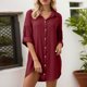 thumbnail image 2 of Vestido camisero de manga corta para mujer - Vestido informal de verano con botones y bolsillos irregulares, 2 of 5