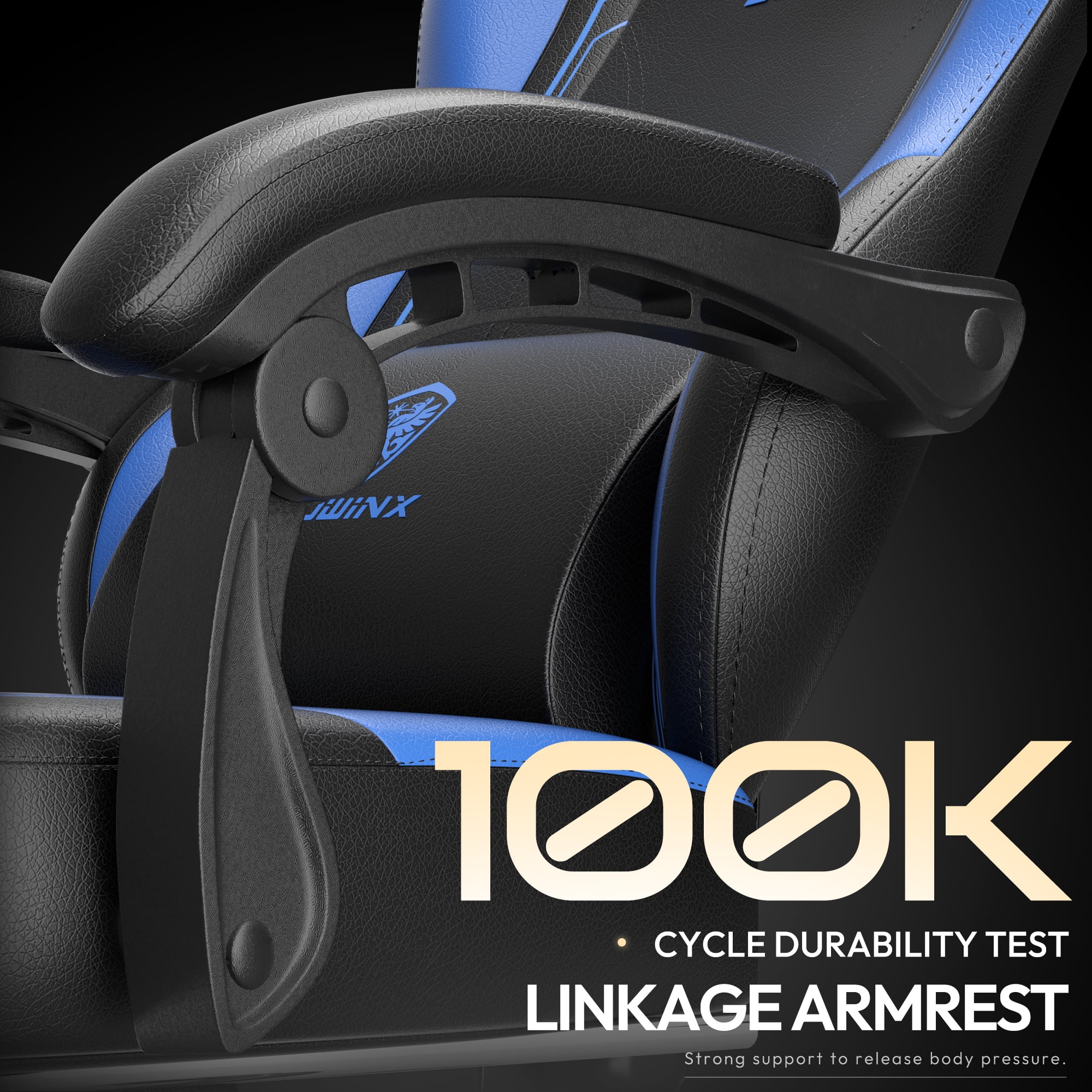 Dowinx Gaming Chair with Pocket Spring Cushion for Adults, Ergonomic Computer Chair with Footrest and Massage Lumbar Support for Office, Gaming, 300LBS, Blue