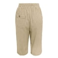 thumbnail image 4 of StSilkitty Striped Capris for Womens High Waist Elastic Drawstring Side Buttons Cropped Pants with Pockets, 4 of 8
