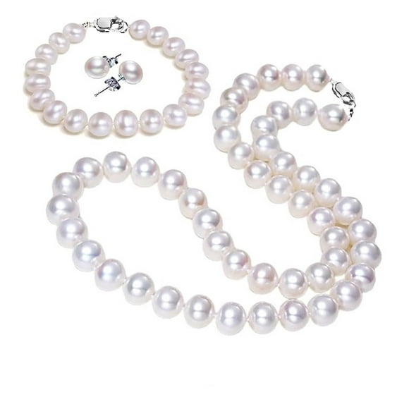 Set Collar GREG J.M. Con Broches En Plata .925 Perla cultivadas