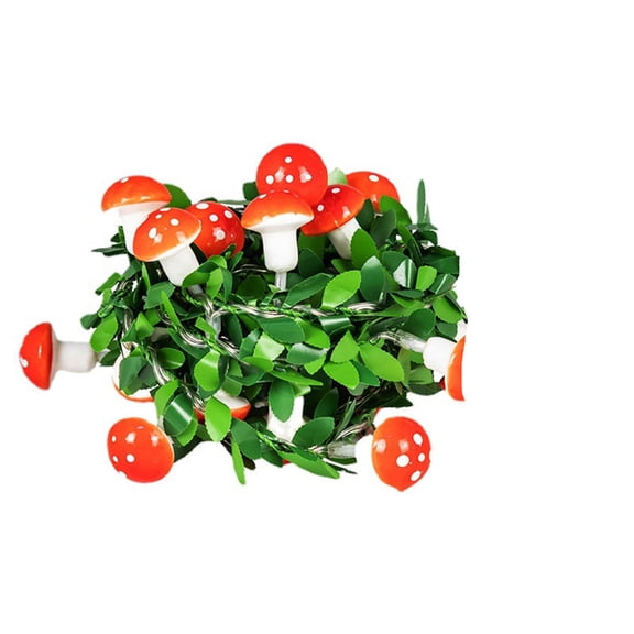 JVBTVB Easter String Lights, 3ft Battery Operated LED Mushroom Green Leaf Decorative Lights, Warm White 20-LED Fairy Lights for Indoor Outdoor Easter