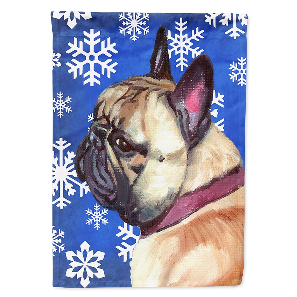 French Bulldog Frenchie Winter Snowflakes Holiday Flag Canvas House ...