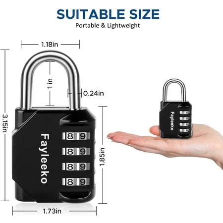 UYGDUY-Combination Lock 4 Digit Combination Padlock for School Gym Sports Locker Fence Toolbox Case Hasp Cabinet Storage (4 Pack Black)