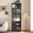 Black-Cabinet, variant on Asofer Modern Black Bookcase, 4 Open Shelves & Double Door Storage Cabinet for Study Bedroom