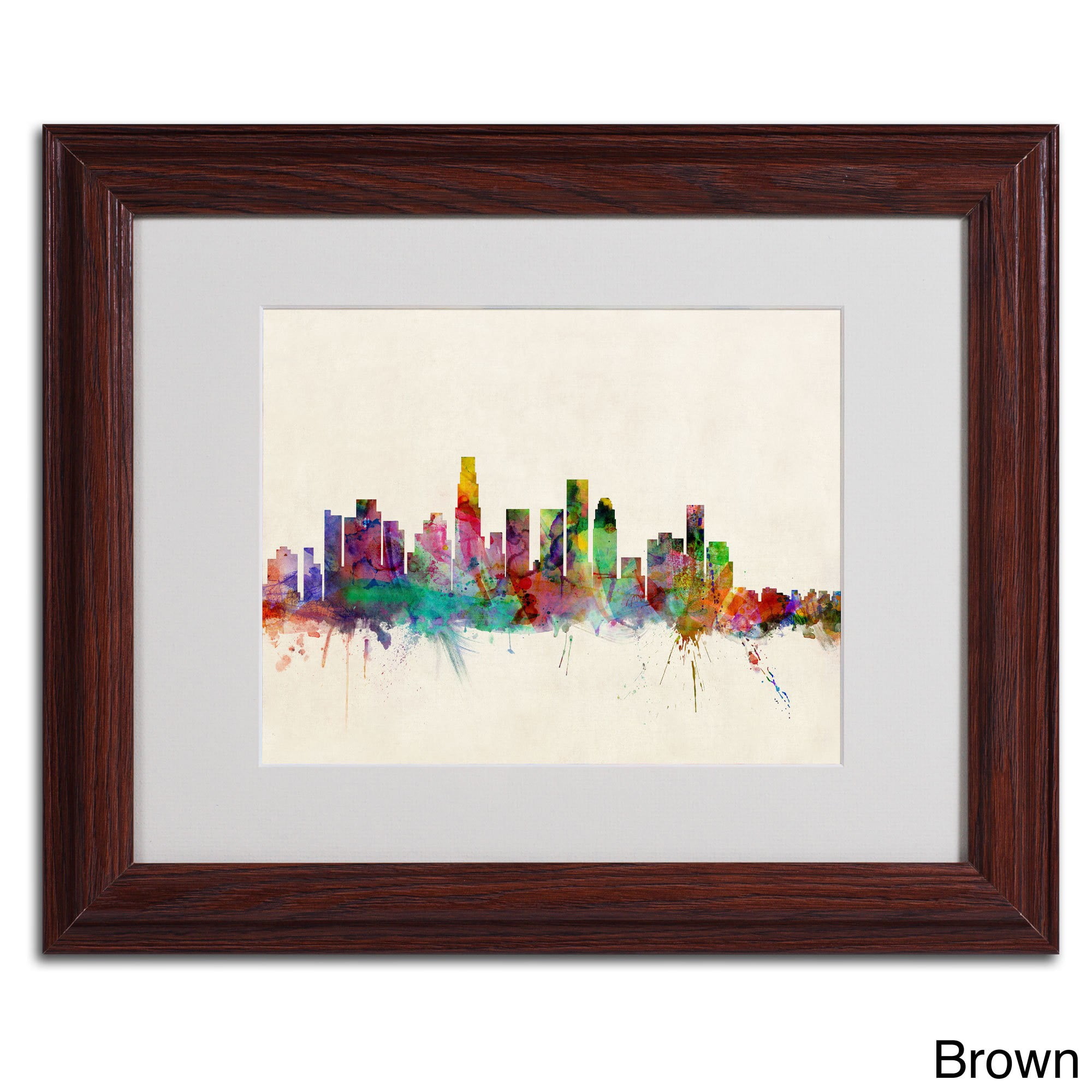 Trademark Fine Art "Los Angeles, California" Canvas Art by Michael Tompsett, Black Frame