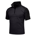 thumbnail image 3 of GrmtClth Men's Shirts 1/4 Zip Short Sleeve Slim Fit Camo Casual Performance T-Shirt Summer Business Sports Tennis Golf Polo Shirt Black L, 3 of 4