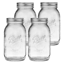 Ball Glass Mason Jar, 32oz, Regular Mouth, with Lids and Bands, 4 Count.
