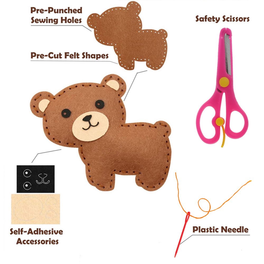 Kit De Couture En Bois Pour Enfants 3-10 Ans - Formes Animaux Mignons - Jouet éducatif Motricité Fine - Cadeau Créatif Et Durable - 9