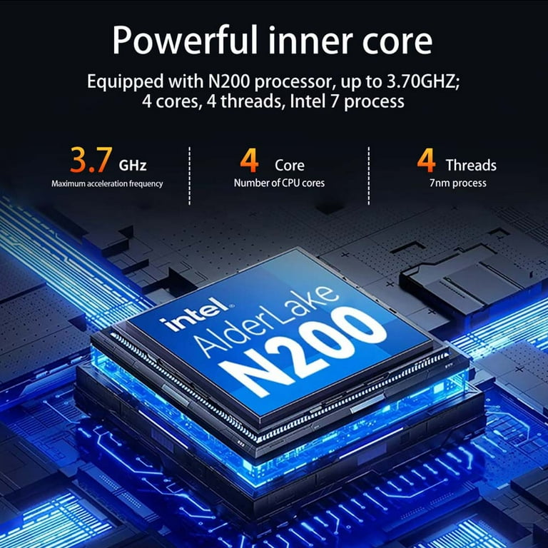PTZZHEDM Mini PC Intel N200, 16GB LPDDR5/512GB M.2 SSD, 7
