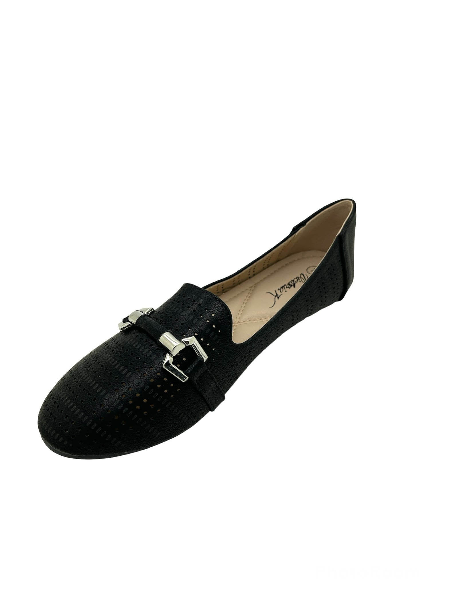 Victoria K Perforated Dot With Gold Ornament Ballerina Flats (Women)