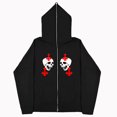 thumbnail image 3 of Sudadera de calavera oscura europea y americana para hombre y mujer, sudaderas con capucha góticas para pareja, sudadera Harajuku con cremallera de gran tamaño 2023, 3 of 5