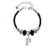 thumbnail image 2 of Delight Jewelry Silvertone Crystal Initial - P - Middle Sister Celtic Knot Leather Bead Bracelet, 7"+2" Extender, 2 of 4