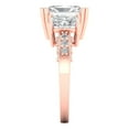 thumbnail image 3 of 4.27 ct Brilliant Emerald Cut White Sapphire 14K Rose Gold Solitaire with Accents Three-Stone Bridal Wedding Engagement Promise Anniversary Ring for Women size 9.25, 3 of 7