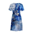 thumbnail image 4 of Viikei Sundresses for Women Casual Summer,Fashion Women's Summer Casual Short Sleeve Round-Neck Knee-High Pocket Dress Blue S, 4 of 6