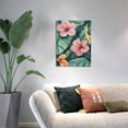 thumbnail image 3 of CozyNet Lush Tropical Scene With Hibiscus Flowers And Large Banana Leaves Wall Art Prints With Frame Canvas Perfect for Living Room & Bedroom, Ready to Hang, Wall Decor 12"x16"in, 3 of 4