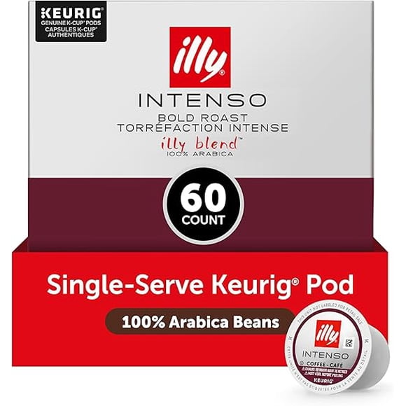 Illy K-Cup Intenso Torréfaction Corsée - 60 Unités / Capsules de Café de Qualité Supérieure pour une Saveur Riche et Audacieuse