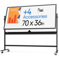thumbnail image 1 of Tableau Effaçable à Sec Roulant 70 x 36 - Grand Tableau Blanc Magnétique Portable avec Support - Tableau Blanc Style Chevalet Double Face avec Roues - Tableau Blanc Mobile sur Pied pour Bureau, Salle de Classe et Maison, 1 of 4