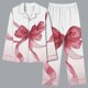 thumbnail image 1 of Puntoco Conjuntos de pijama cómodos para mujer, moda informal para mujer, estampado de lazo navideño, manga larga, pantalones, pijama, traje, 1 of 5
