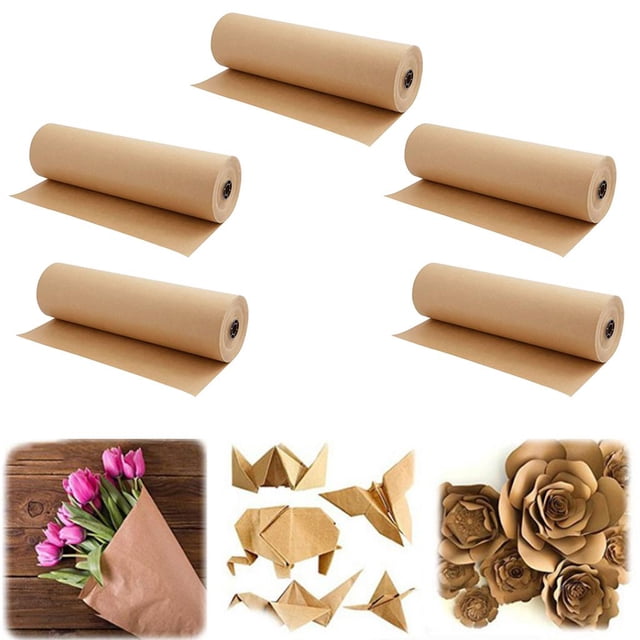 5 Roll Hojas Papel Kraft de Estraza color para Imprimir Manualidades Escribir Dibujar Embalaje BLESIY Rollo de papel de envoltura Kraft