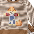 thumbnail image 4 of Akiihool Boys Suit Fall Baby Boy Clothes Football Outfit Letter Printed Long Sleeve Romper Shirt Tops and Pants 2PCS Set Khaki,6-12 Months, 4 of 4