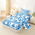 thumbnail image 2 of Manfei Halloween Ghost Twin Sheets 3pcs, Vintage Geometric Checkered Bedding, Blue White,1 Fitted Sheet, 1 Flat Sheet and 1 Pillowcase, 2 of 5