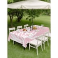 thumbnail image 2 of Rectangle Outdoor Tablecloth With Umbrella Hole And Zipper– Nautical Coastal Waterproof Patio Table Cover for Party, Picnic, Backyard, 60"x120" , Ocean Coral Print Pink White, 2 of 8