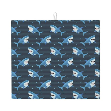 

Pofeuu Funny Sharks Print Ultra Water Absorbent Microfiber Dish Drying Mat Drying Mat for Kitchen Kitchen Counter Accessories