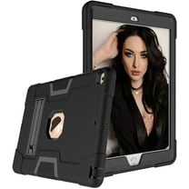 Kids iPad Case for iPad 9th / 8th / 7th Generation (2021/2020/2019) 10.2 Inch, Slim Duty Drop Proof Shockproof Protective Cover with Kickstand for Apple iPad 10.2 inch (Black)