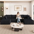 thumbnail image 5 of LUCKHAO 124" Deep Seat Modular U-Shape Couch, Corduroy Boneless Cloud Sofa with 6 Pillows, No Assembly Required, 5 of 7