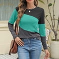 thumbnail image 4 of Womens Tops Color Block Tunic Tops Casual Long Sleeve Shirts Round Neck Pullover Blouses For Women, 4 of 7