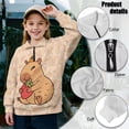 thumbnail image 6 of Uorisanigo Girls Half Zip Cropped Pullover Sweatshirt Oversized Strawberry Capybara Long Sleeve Lapel Zipper Sweatshirts Drop Shoulder Pullover Top Jackets Athletic Outerwear, 6 of 7
