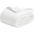 thumbnail image 6 of Cozy Comfort 100% Cotton Blankets Queen White - Waffle Weave Blankets for All Seasons, 90x90 inches, 6 of 9