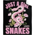 thumbnail image 2 of Just A Girl Loves Snakes Blanket Lightweight Cozy Flannel Fleece Throw Blanket Best Gift Home Decor for Bed Couch Outdoor Camping 50"x40" S for Kids, 2 of 6