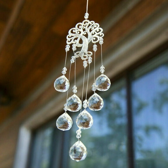 Hanging Crystal Catcher Tree of Life Ball Prism Pendant Chandelier Decoration -