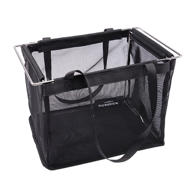 Cesta de picnic, bolsa de compras, cesta de malla reutilizable negra de gran ventilación, plegable para acampar al libre, playa, lavandería,