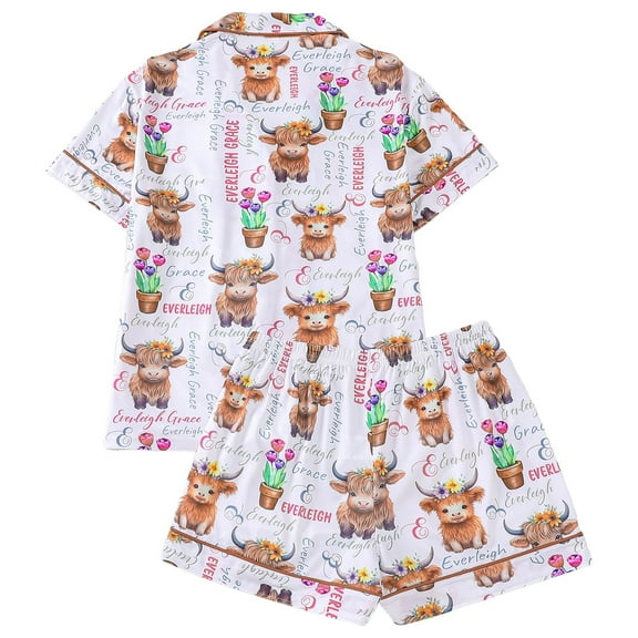 Tiweut Christmas Pajamas 2 Piece Sets Womens Santa Cartoon Graphic Printed Collar Short Sleeve Tshirts and Short Pants with Loungewear Regular Sleepwear,A-White,L