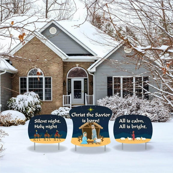 VictoryStore Silent Night Christmas Yard Decorations Display, Outdoor Christmas Decor 3 Pieces (13631)