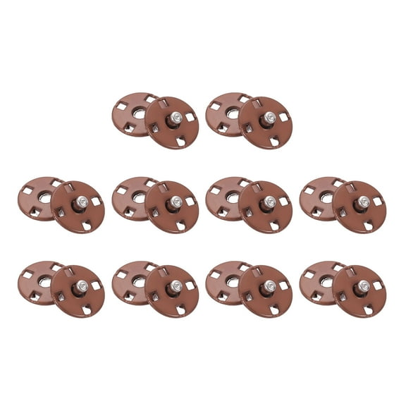 10 Sets Sewing Snap Buttons, 10mm Invisible Press Studs Buttons Sew-on Metal Snap Fasteners Zinc Alloy, Caramel
