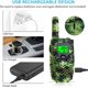thumbnail image 2 of Walkie Talkie para niños con camuflaje verde, juguete para niños de 3 a 12 años, recargable, pantalla LCD de 8 canales y linterna, dos radios, alcance máximo de 4 kilómetros, 2 of 5