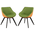 thumbnail image 6 of Hassch 2 Pack Dining Chairs, Modern Armless Accent Chair with Black Metal Legs, Upholstered Vanity Chair for Bedroom, Living Room, Green & Orange, 6 of 10