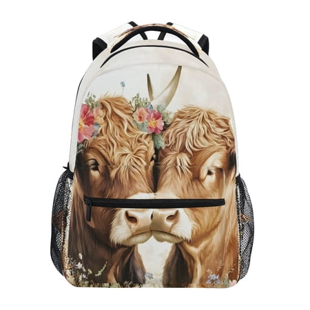 ALAZA Highland Cows Pattern School Backpack Elementary Stylish Bookbag Laptop Bags Travel Daypack