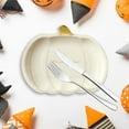 thumbnail image 4 of Halloween Plates Thanksgiving Plates Tray 10 PC Buy It 7 Inch Pumpkin Shaped Disposable Paper Plates for Halloween Party Supplies Halloween Dish Set Dessert Serving, 4 of 6