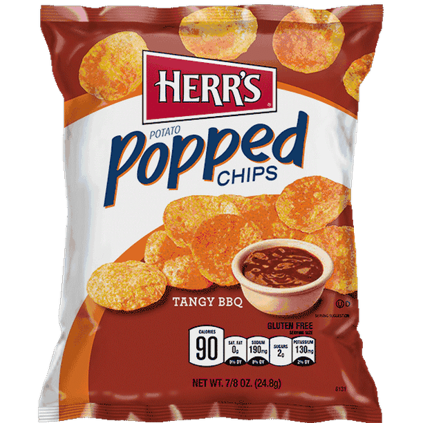 Herr's Popped chips,Potato Chips, Barbeque BBQ, Gluten Free Single