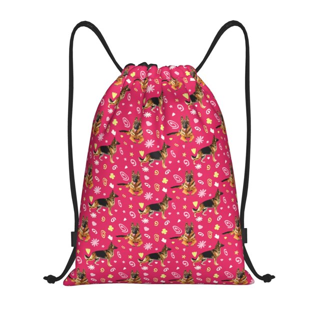 Lukts German Shepherd Dog Pattern Drawstring Backpack Bag Sport Gym Sackpack,String Backpack Sport Bag Sack,Cinch Tote Gym Backpack-Medium