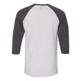 thumbnail image 3 of Jerzees B14835019 Triblend Three-Quarter Raglan Baseball T-Shirt, White Heather & Black Heather - 4XL, 3 of 5